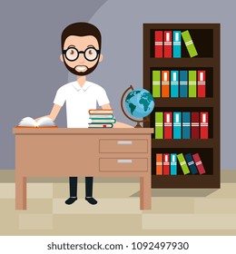 man teacher in the classroom