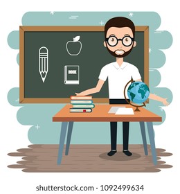 man teacher in the classroom