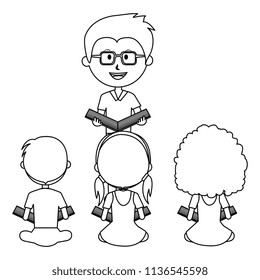 man teacher with kids