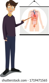 A man teaching biology illustration