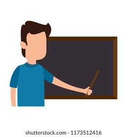 man teaching with chalkboard character