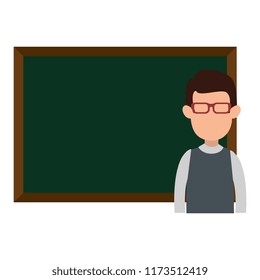 man teaching with chalkboard character
