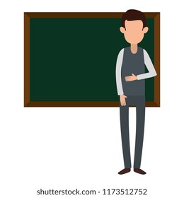 man teaching with chalkboard character
