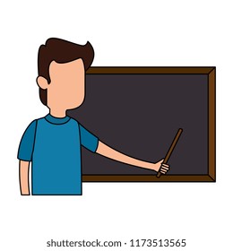 man teaching with chalkboard character