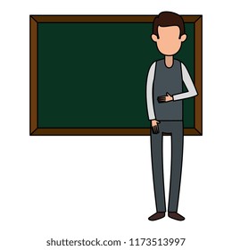 man teaching with chalkboard character