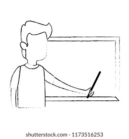 man teaching with chalkboard character