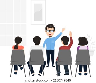 man teaching in the classroom illustration concept