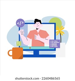 man teaching online class concept illustration by imity studio imityworks
