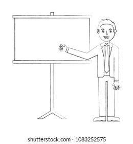 man teaching point show in board presentation