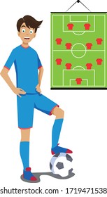 A Man teaching sports in online class illustration