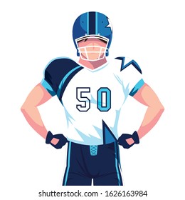 man team player american football with uniform on white background vector illustration design