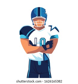 man team player american football with uniform on white background vector illustration design