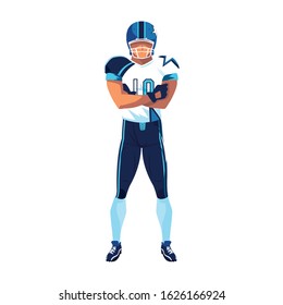 man team player american football with uniform on white background vector illustration design