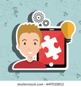 man teamwork isolated icon design, vector illustration  graphic 