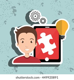man teamwork isolated icon design, vector illustration  graphic 