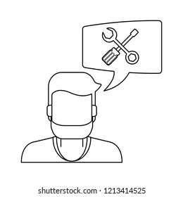 Man technical support in black and white