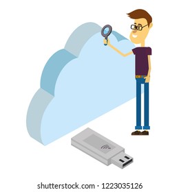 man and technology isometric