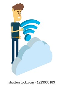 man and technology isometric