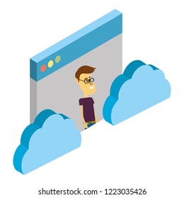 man and technology isometric