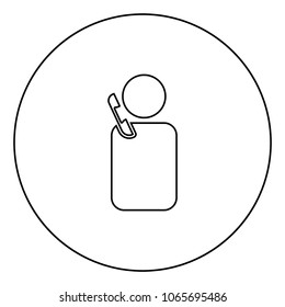 Man with telephone black icon in circle