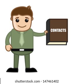 Man with Telephone Directory - Business Cartoon Character Vector