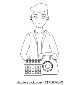 Man with telephone and planner