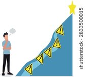 Man with Telescope Looking at Numbered Staircase Star Goal Vector