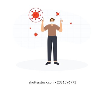 a man is telling how to avoid the corona virus and to always be protected
flat design, vector illustration