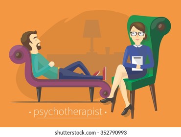 The man tells the therapist about problems