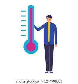 man with temperature thermometer