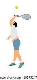 Man tennis player vector illustration isolated on white background. 
Sport tennis silhouette isolated. Man recreation after work, anti stress therapy.
