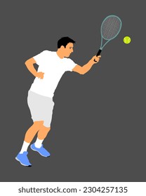 Mann Tennisspieler, Vektorgrafik einzeln auf Hintergrund. 
Sporttenniswettbewerb. Sportsman Erholung nach der Arbeit, Anti-Stress-Therapie.