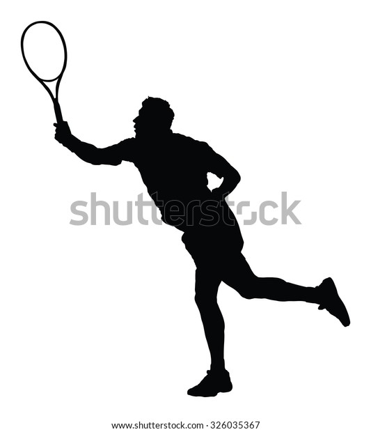 Man Tennis Player Vector Silhouette Illustration Stock Vector (Royalty ...