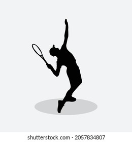 Man tennis players vector silhouette.vector image of tennis player.