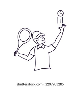 man tennis playing with racket and cap... sport