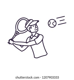 man tennis playing with racket and cap sport
