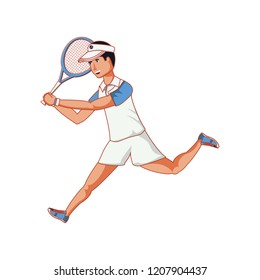 man tennis playing with racket and cap sport