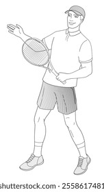 man in tennis uniform with tennis racket