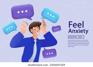 Man is tense with words. Misunderstanding, conflict and disagreement between colleagues. man with speech bubble. Cartoon flat vector illustration.