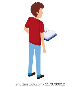 man with text books
