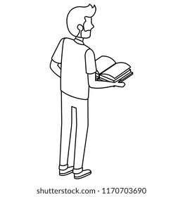man with text books