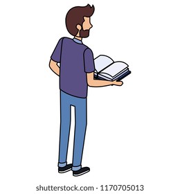 man with text books