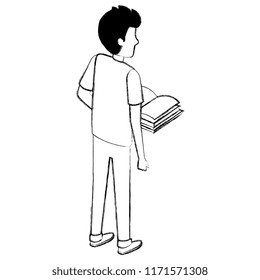 man with text books