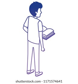 man with text books