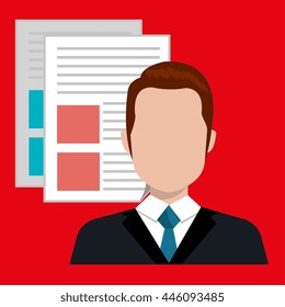 man with text files isolated icon design, vector illustration  graphic 