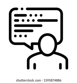 Man, Text In Quote Frame Icon Vector. Outline Man, Text In Quote Frame Sign. Isolated Contour Symbol Illustration