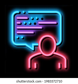 Man, Text In Quote Frame neon light sign vector. Glowing bright icon Man, Text In Quote Frame sign. transparent symbol illustration