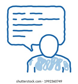 Man, Text In Quote Frame sketch icon vector. Hand drawn blue doodle line art Man, Text In Quote Frame sign. isolated symbol illustration