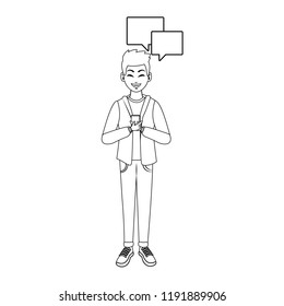 Man texting with smartphone