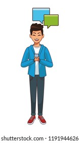 Man texting with smartphone
